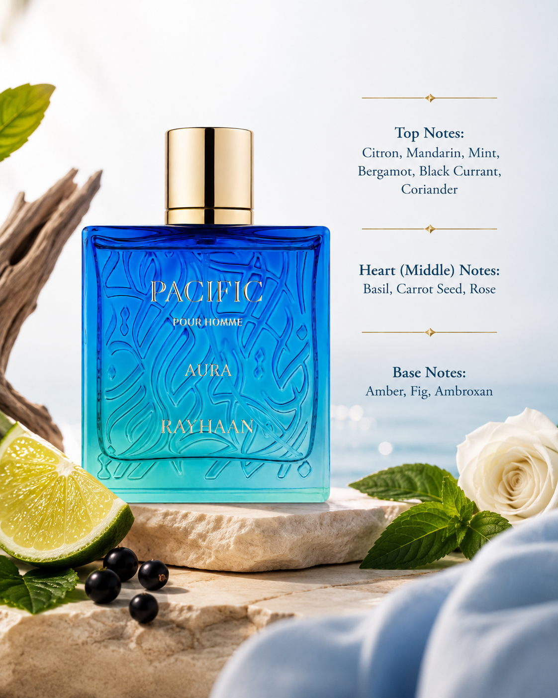 Rayhaan Pacific Aura fresh marine summer fragrance for men
