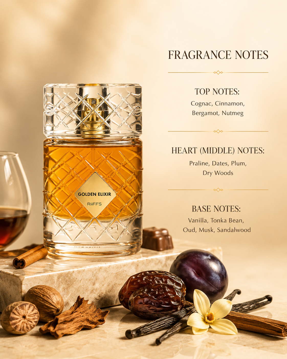 Riiffs Golden Elixir Angels Share by Kilian alternative perfume dupe
