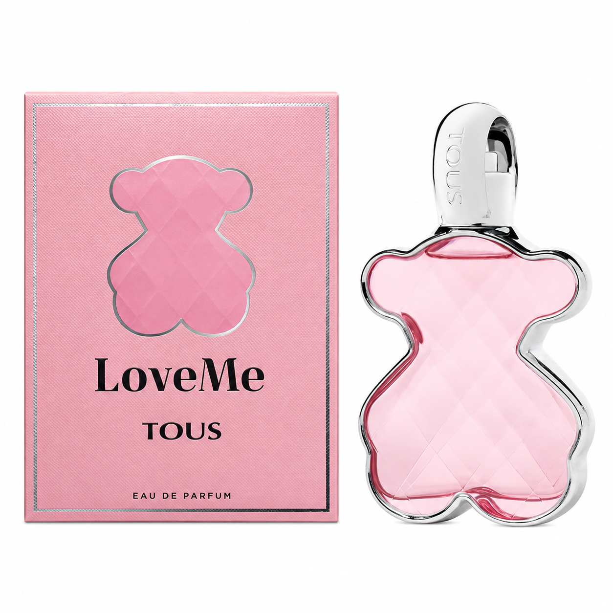 Tous Love Me perfume bottle and packaging on a white background