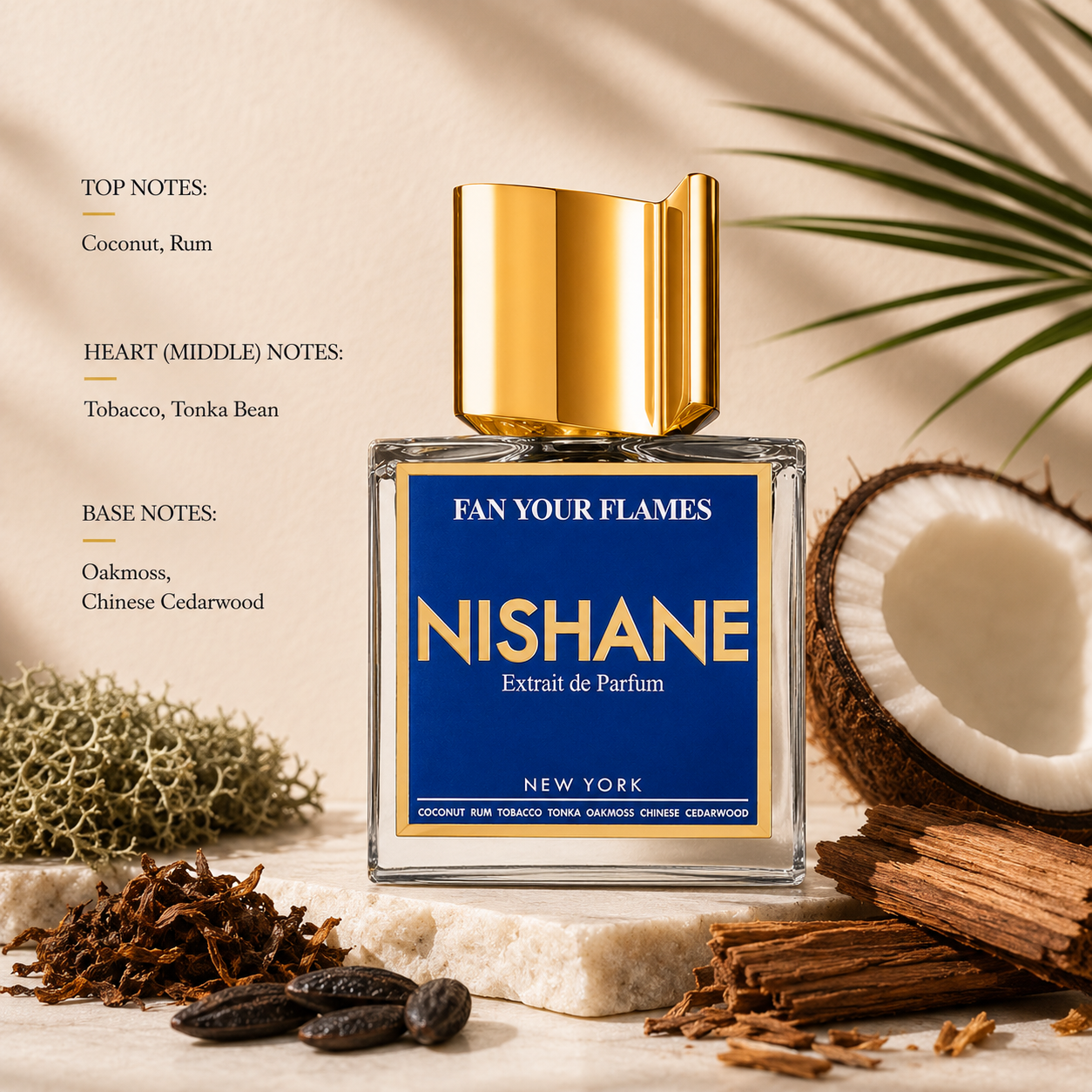Nishane Fan Your Flames Extrait de Parfum with coconut, rum and tobacco notes